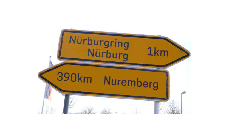 Nurburgring to Nuremberg sign