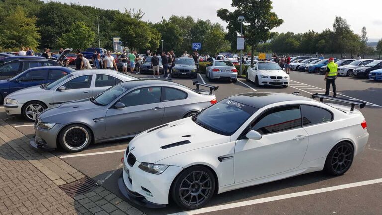 An E92 BMW M3 and other performance cars in the Nurburgring
