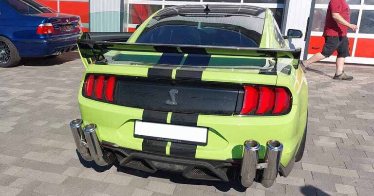 Mustang GT500 with exhaust silencers