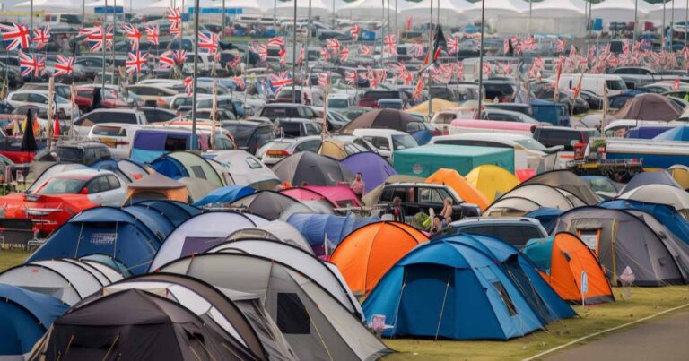 Camping at Silverstone for the British Grand Prix with tents