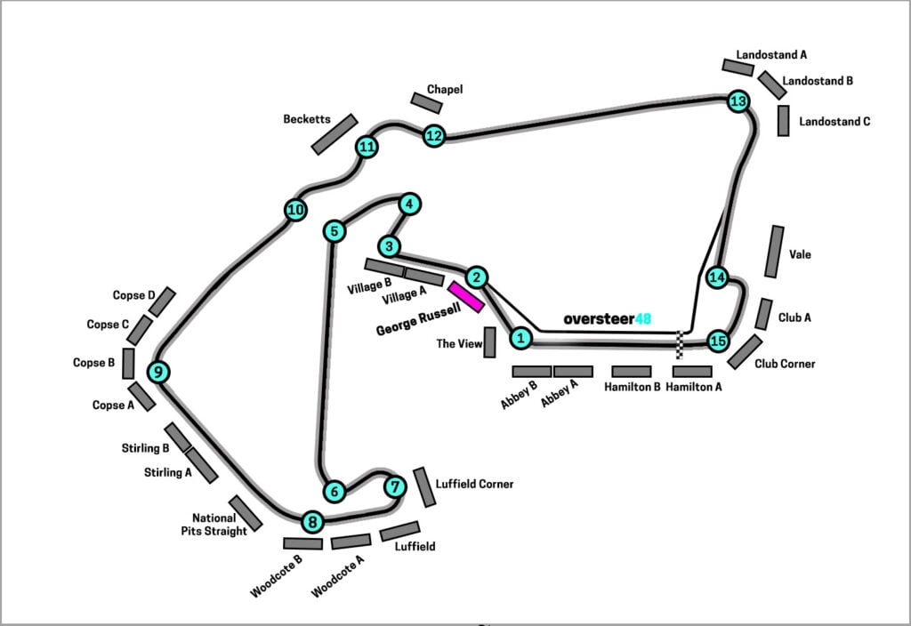 George Russell grandstand map Silverstone
