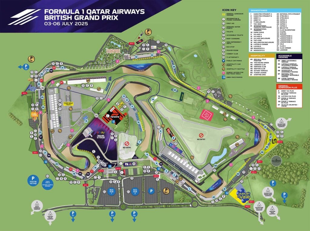 Silverstone British Grand Prix 2025 Map Spectators