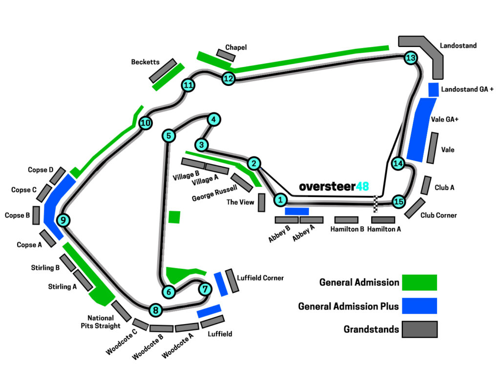 Silverstone General Admission & grandstands map 2027 update