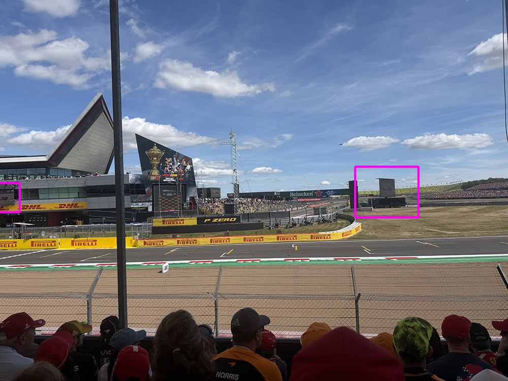 TV screen during the race