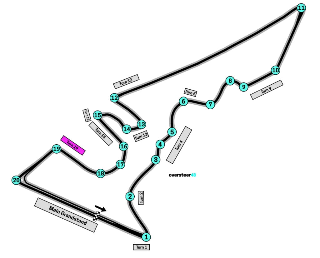 COTA Turn 19 grandstand map