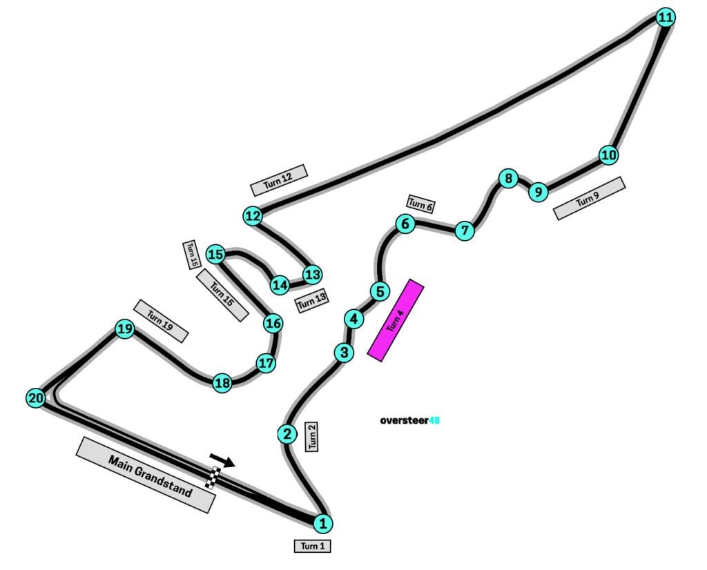 COTA Turn 4 grandstand location map
