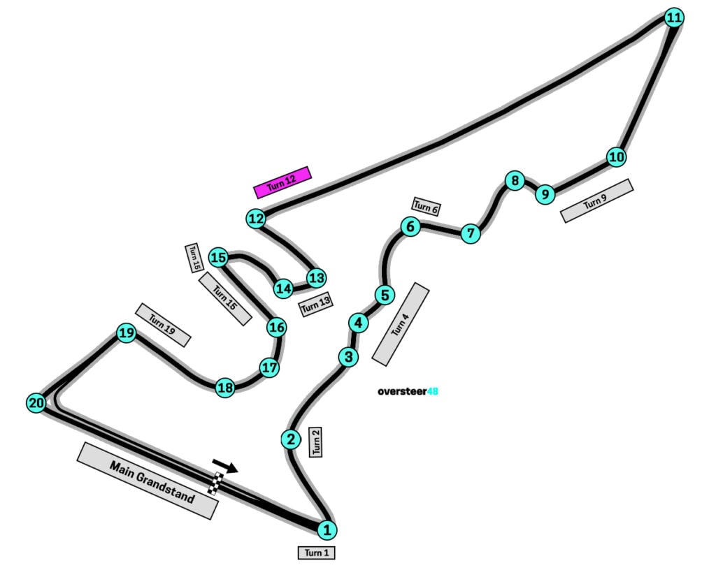 COTA turn 12 grandstand map