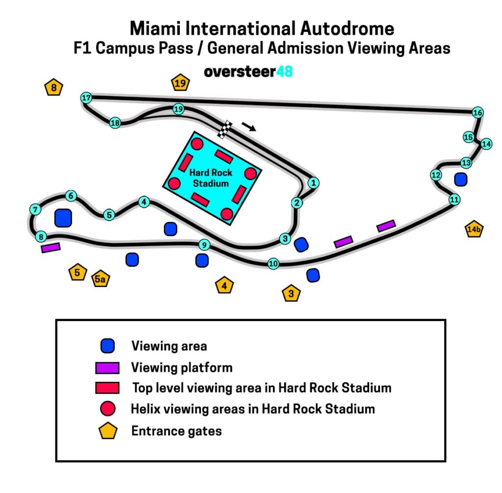 Miami grand prix general admission campus pass viewing areas map