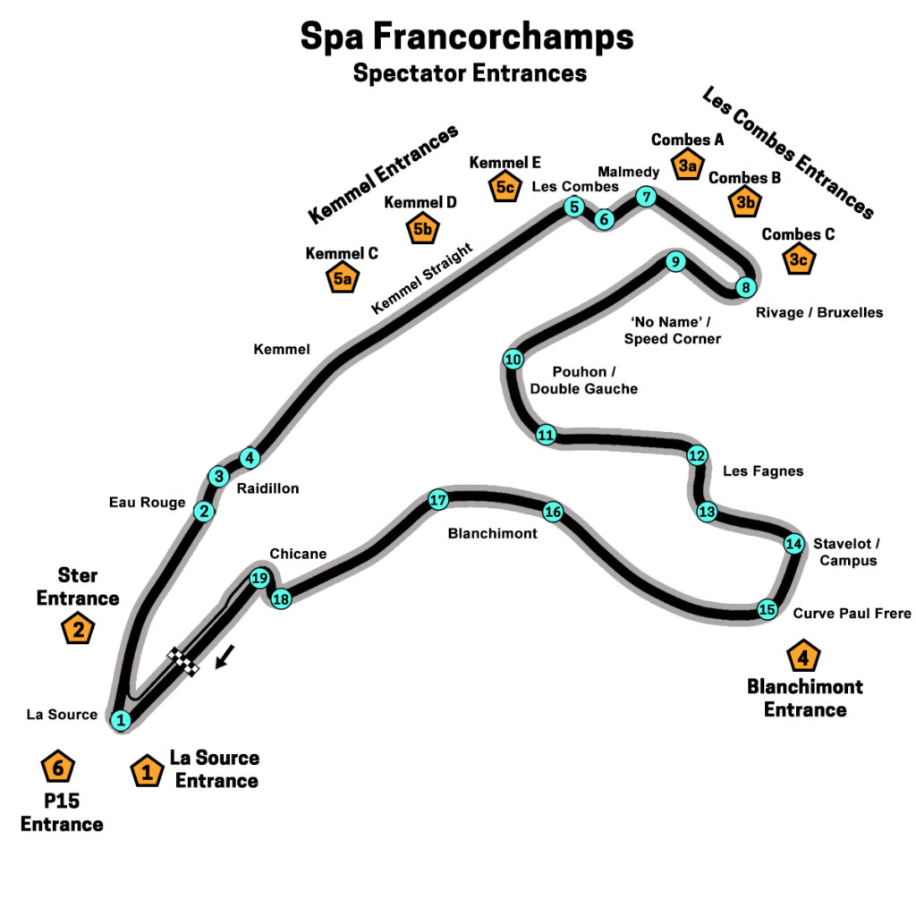 Spa Francorchamps Entrance Locations 2