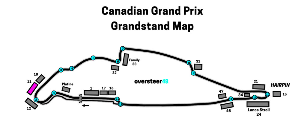 Canadian GP Grandstand 11 location map