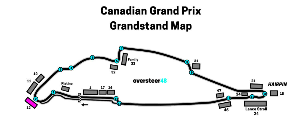 Canadian Grand Prix Grandstand 12 location Map