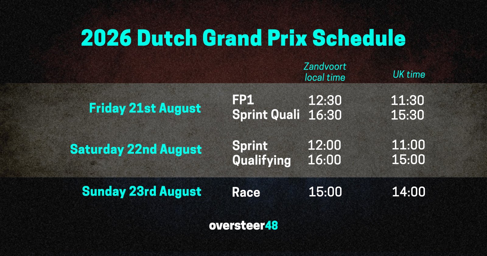 Dutch GP Schedule image 2026