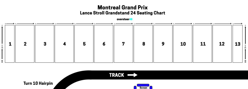 Lance Stroll grandstand 24 Canadian Grand Prix Seating CHart