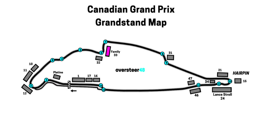 Montreal GP Family Grandstand 33 location map