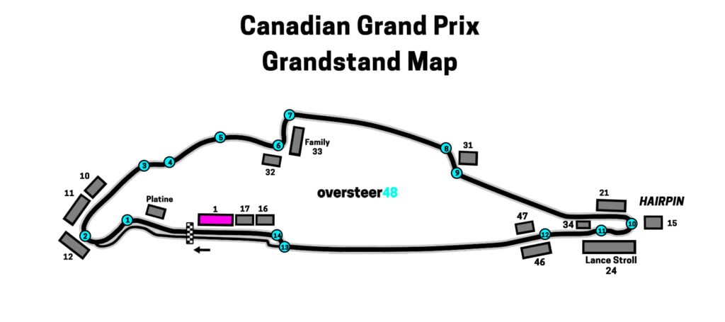 Montreal GP Grandstand 1 location map