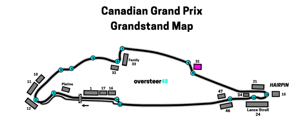 Montreal GP Grandstand 31 map location