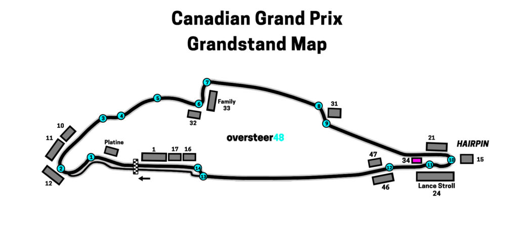Montreal GP Grandstand 34 location map