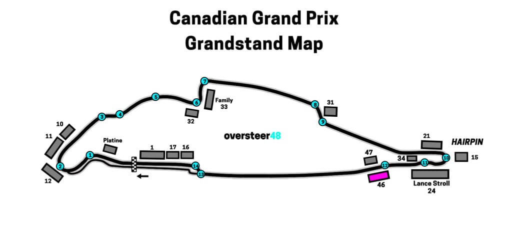 Montreal GP grandstand 46 location map
