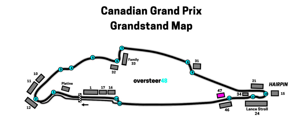 Montreal Grand Prix grandstand 47 map location