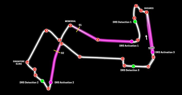 Singapore GP Layout and circuit route for the F1
