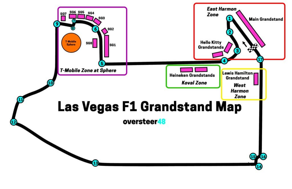 Las Vegas F1 Grandstand Map 2025