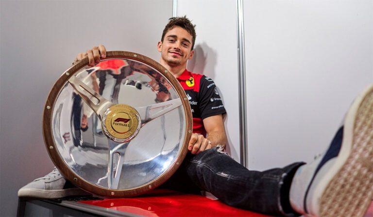 Australian GP trophy winner Charles Leclerc