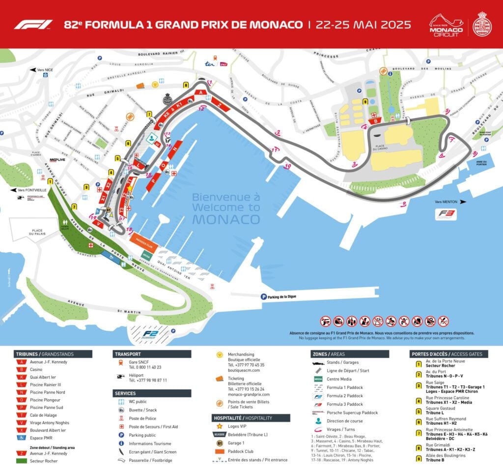 Monaco GP event map with entrances