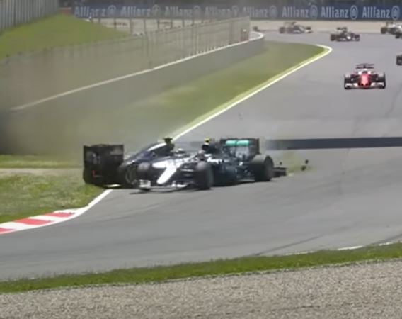 Hamilton Rosberg crash Spain