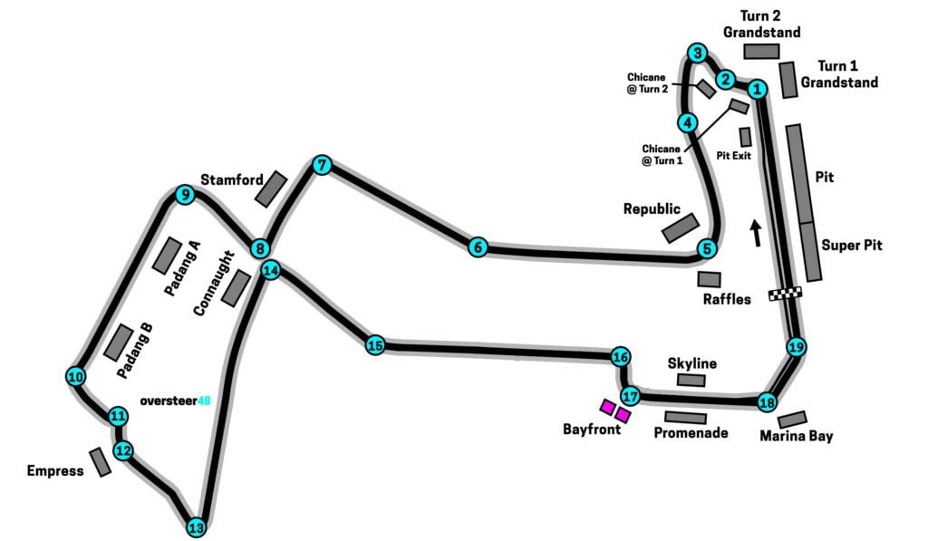 Bayfront grandstand Singapore GP Map