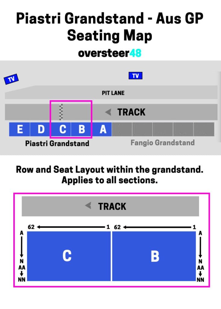 Piastri grandstand seating map Aus GP 2026