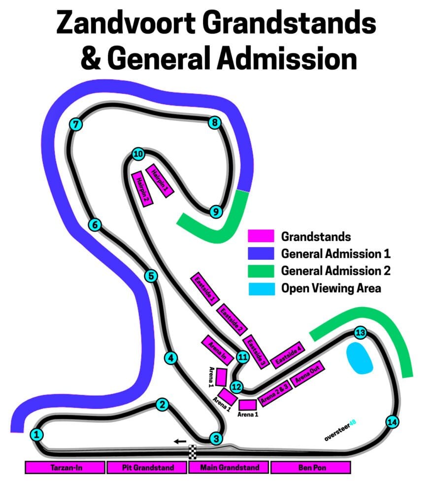 Zandvoort grandstands and general admission map