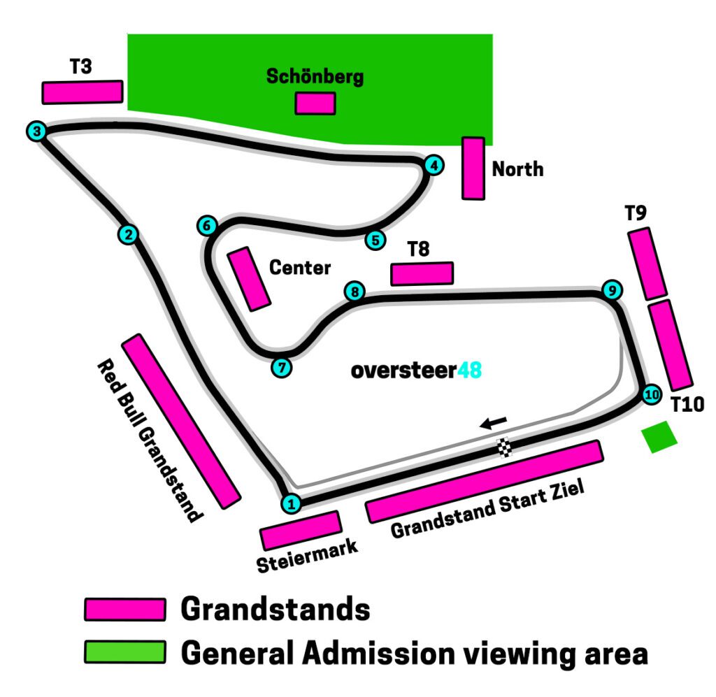 Austria F1 general admission grandstand map