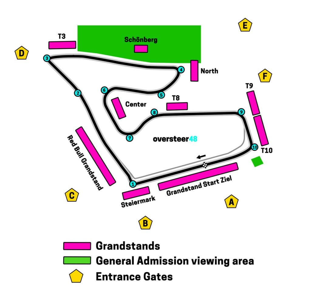 Red Bull Ring entrance gate map