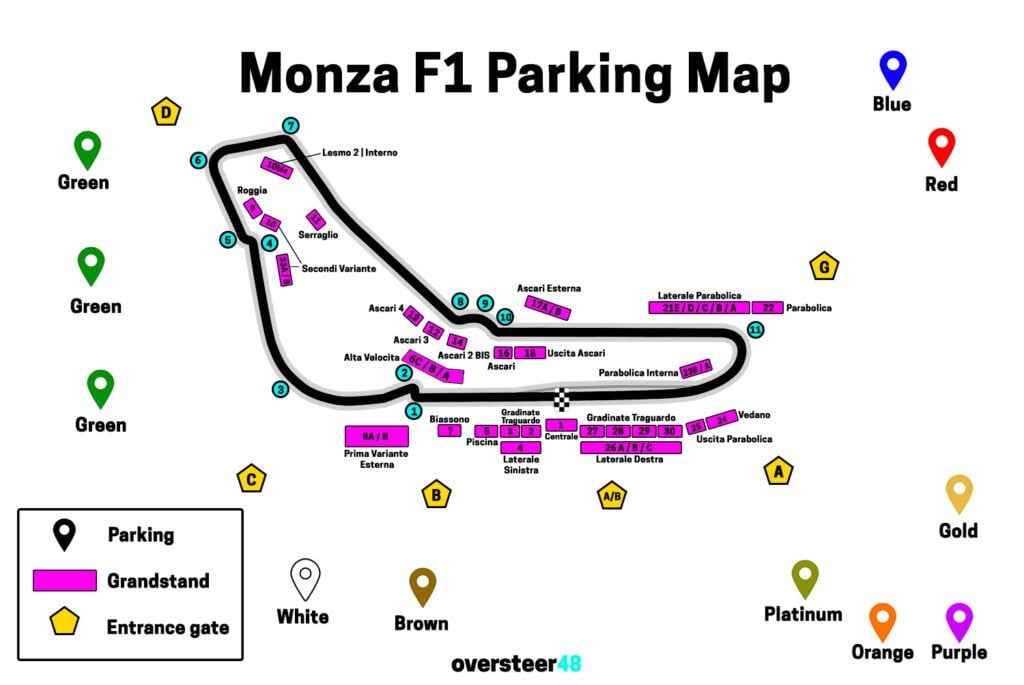 Monza F1 parking map