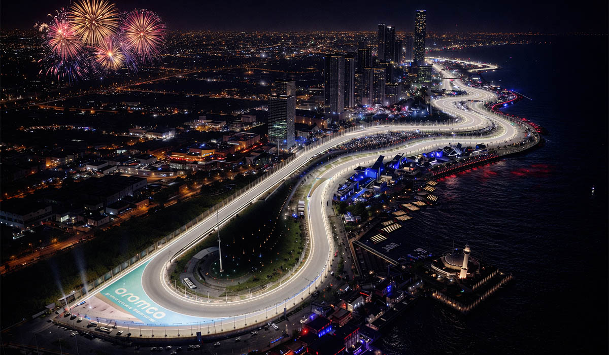 Jeddah Corniche circuit at night