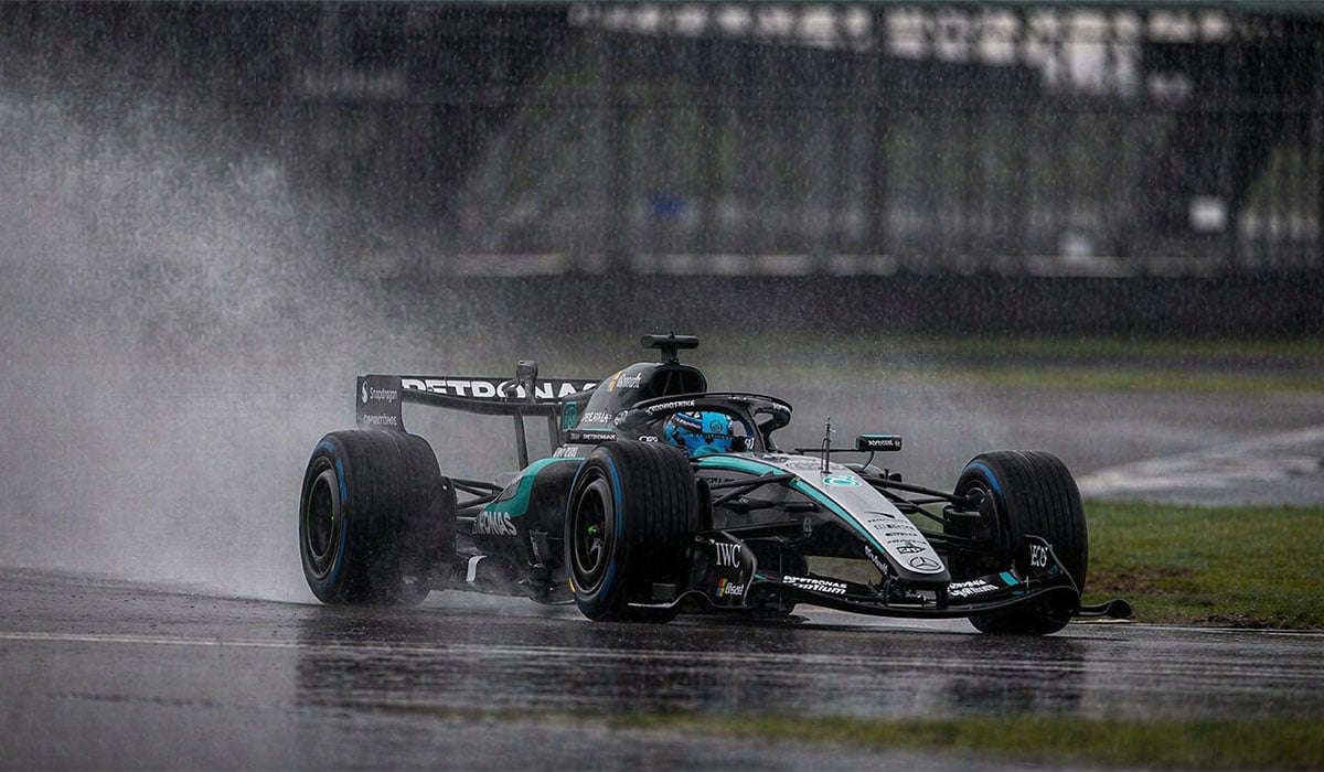 Merc F1 car 2026 rain