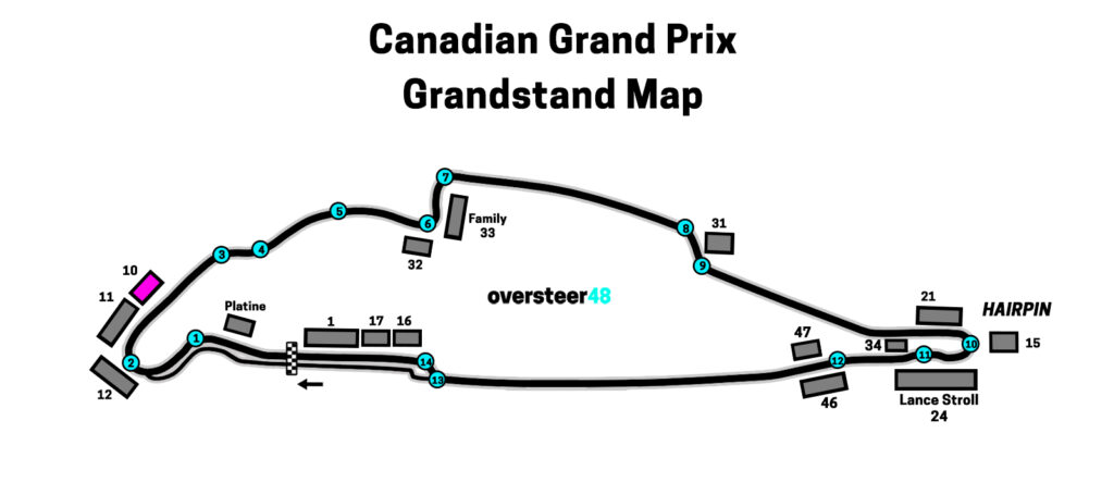 Canadian GP Grandstand 10 location map
