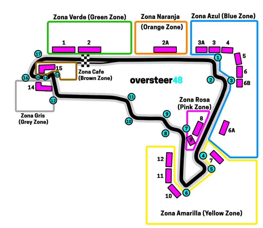 Mexico Grand Prix Grandstand and Zone map