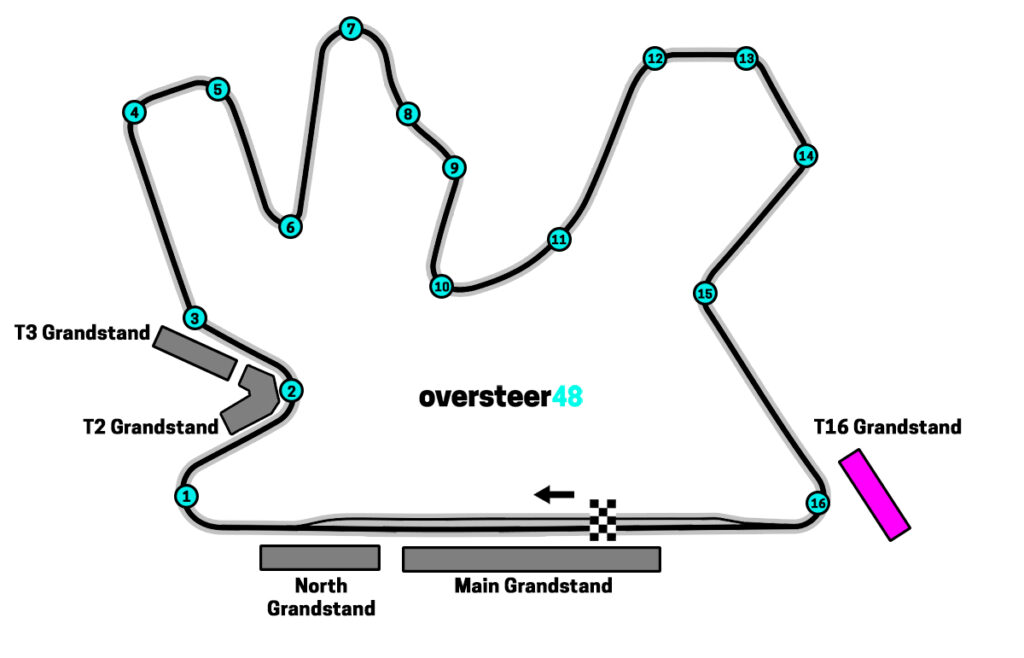 T16 grandstand Qatar GP Lusail circuit location map