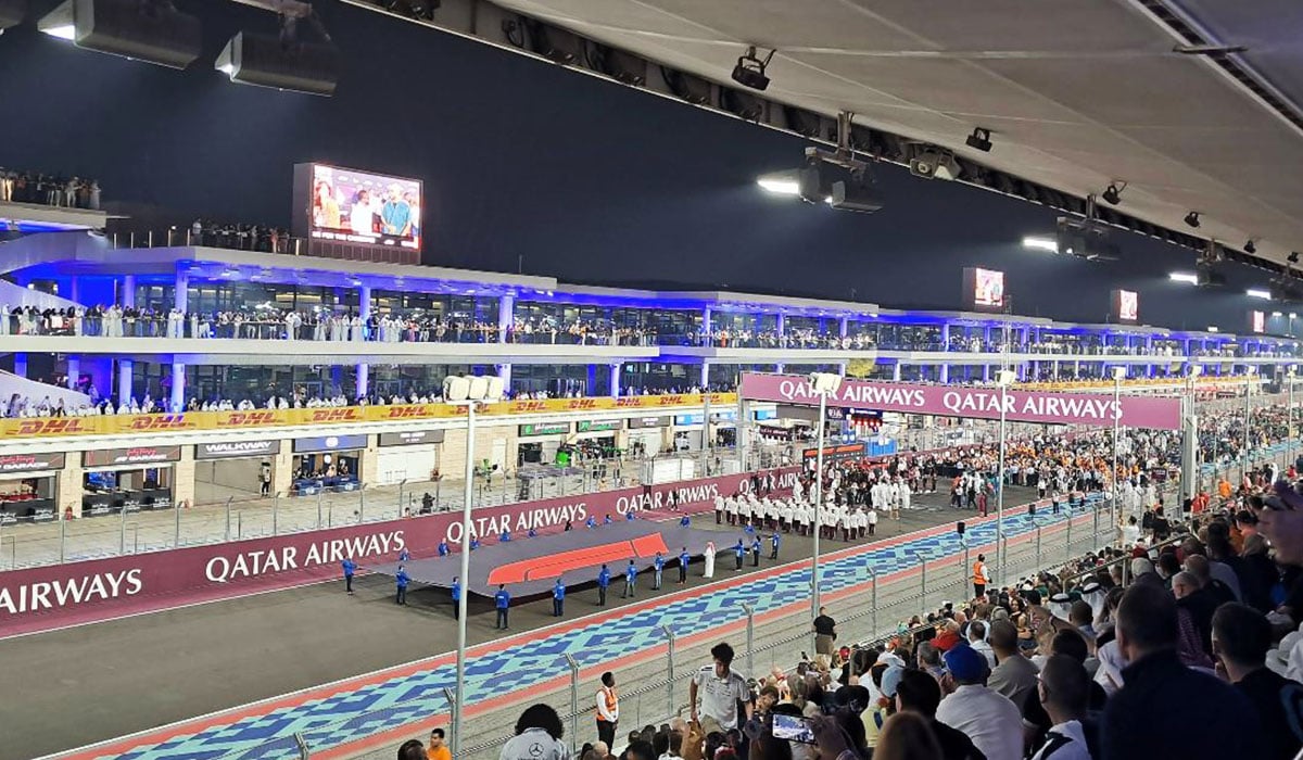 Qatar Formula 1 startline grandstand view at Lusail circuit