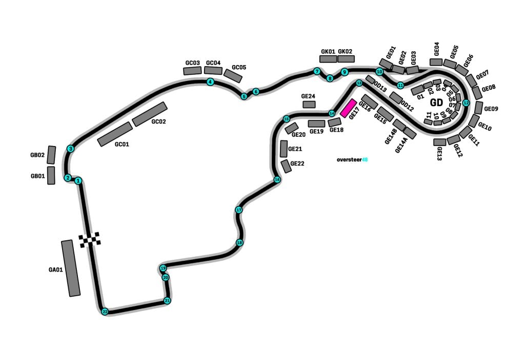 Madring grandstand GE17 location map