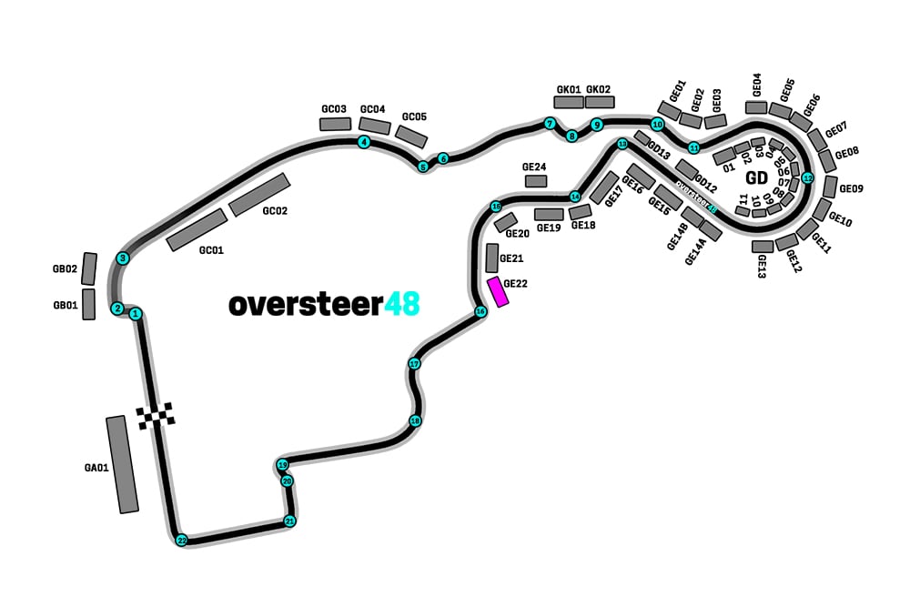 Madring grandstand GE22 location map