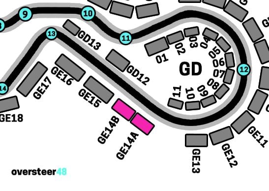 Madring tribuna GE14A GE14B location map